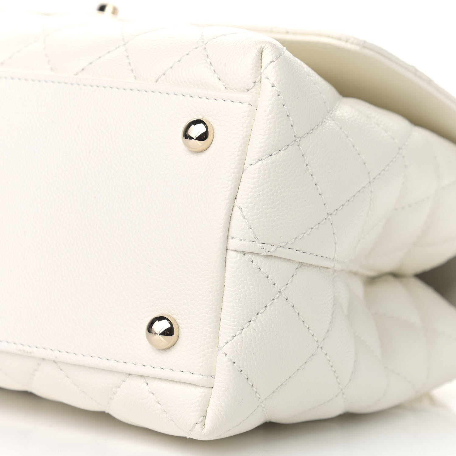 Chanel Caviar Quilted Small Coco Handle Flap White 9 of 9