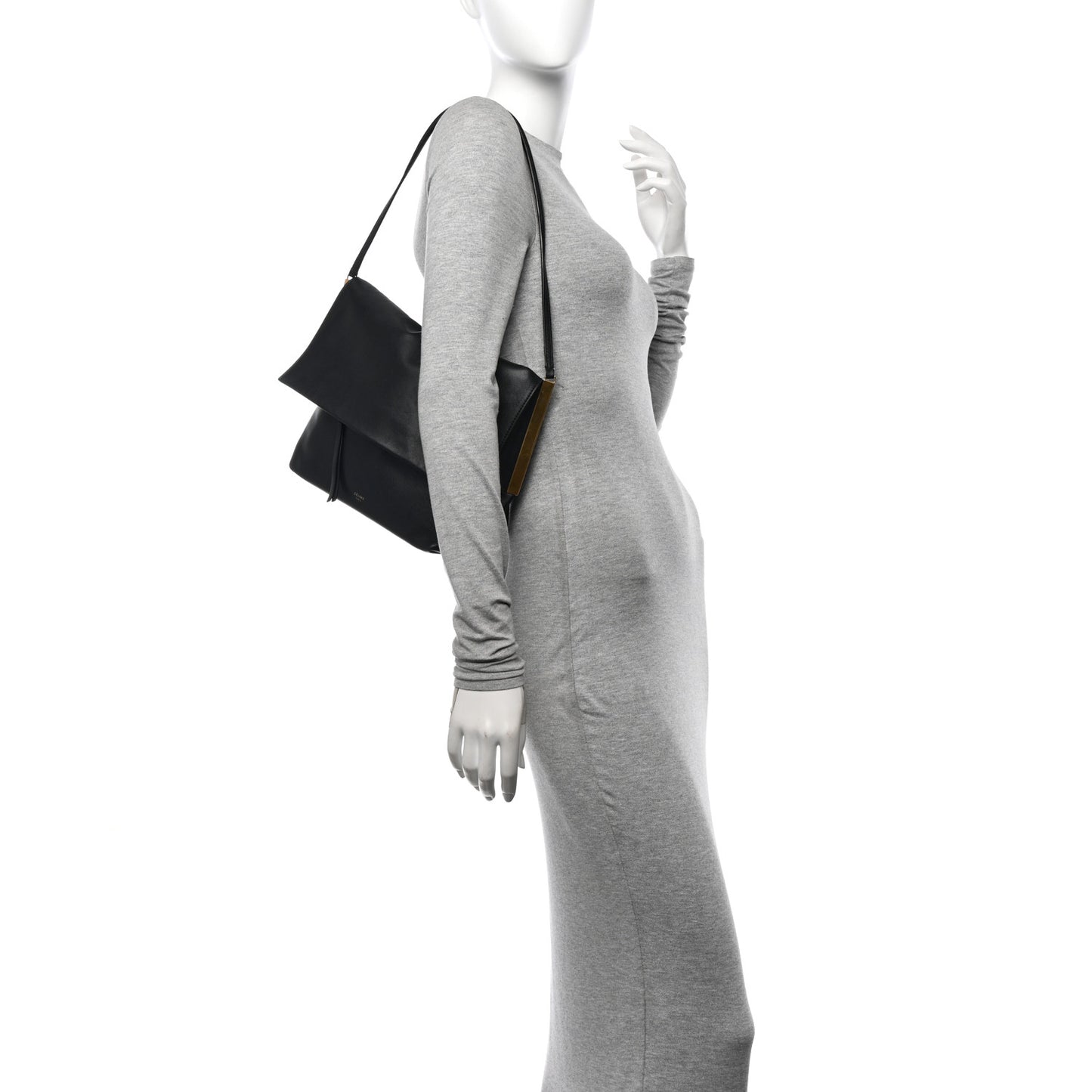 Smooth Calfskin Flap Clasp Bag Black