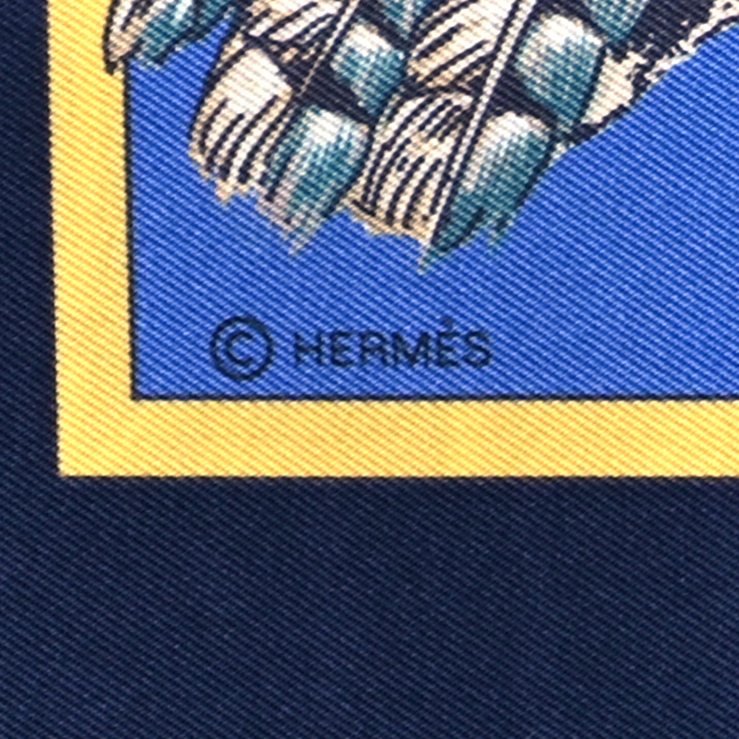 Silk Double Face Pani La Shar Pawnee Scarf 90 Marine Ciel Bleu Marine