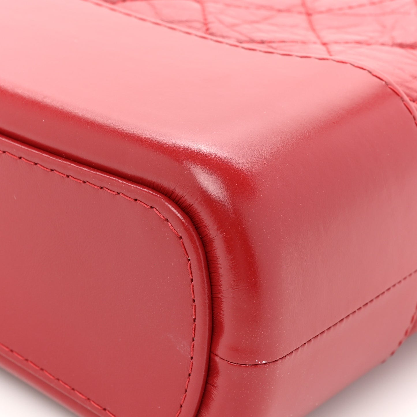 Aged Calfskin Quilted Small Gabrielle Logo Hobo Red