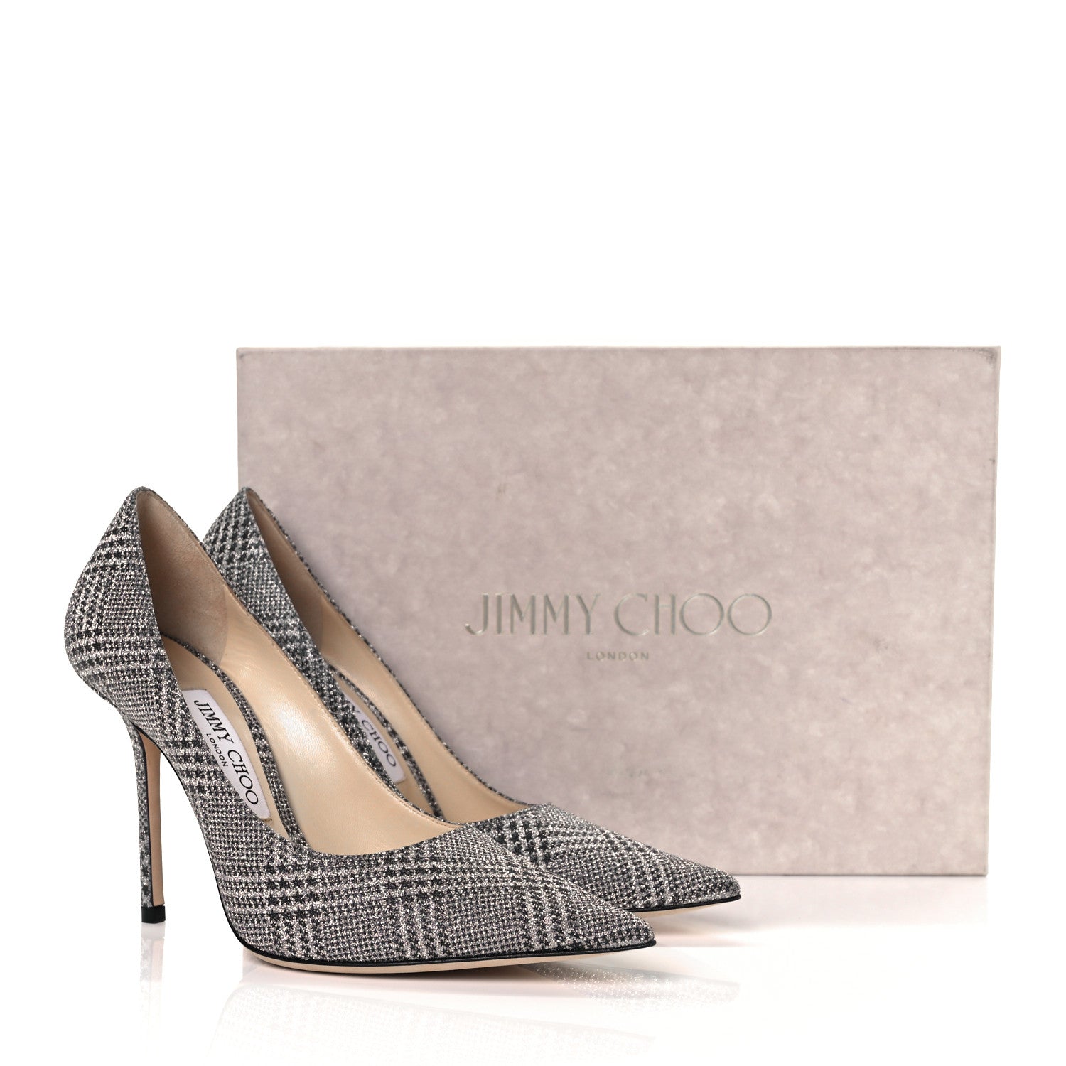 Jimmy Choo Prince Of Stars Glitter Fabric Love 100 Pumps 37.5 Silver 8 of 8