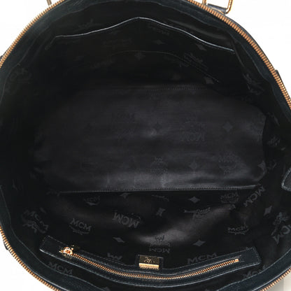 MCM Grained Calfskin Studded Satchel Black 4 of 4