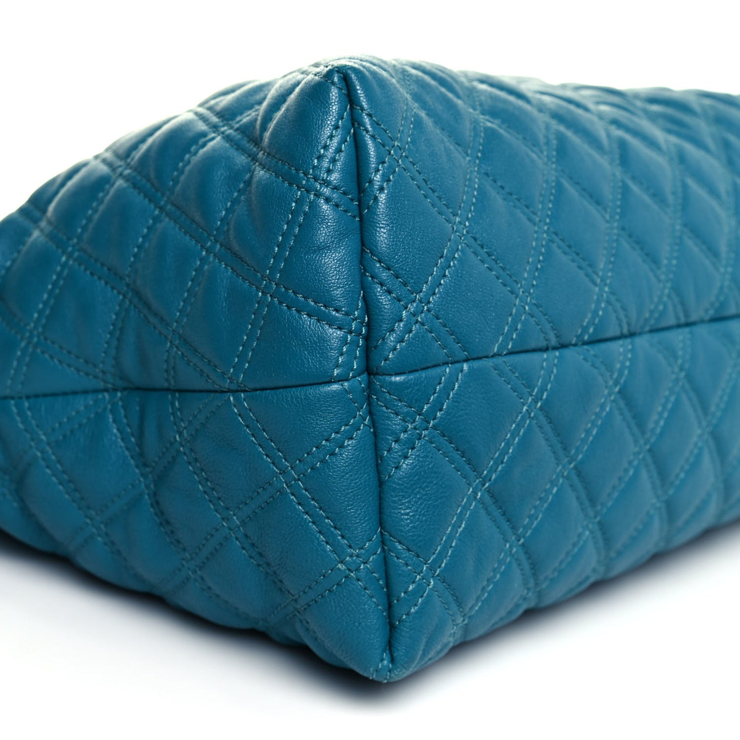 Calfskin Quilted Rio Satchel Tote Bag Turquoise