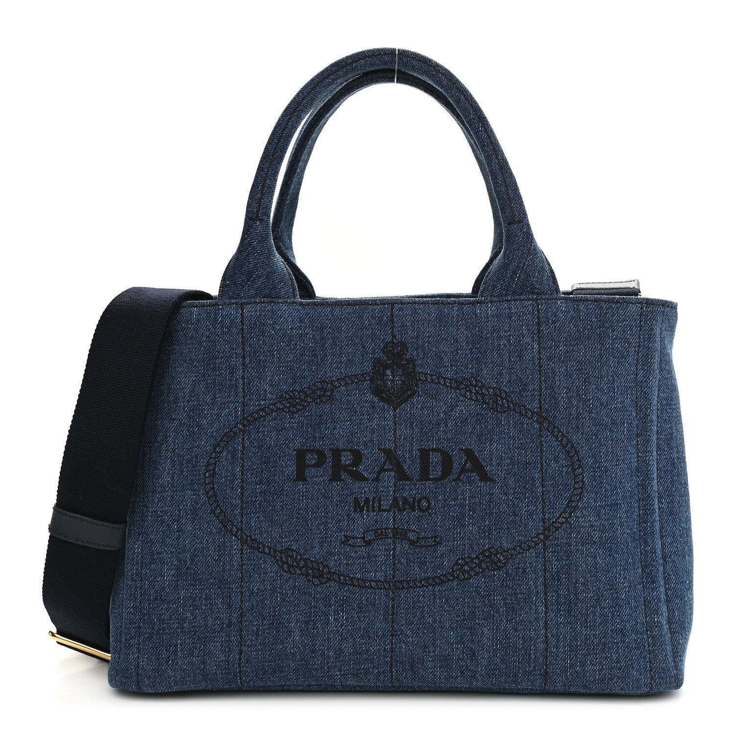 Prada Denim Small Logo Tote Bleu 1 of 10