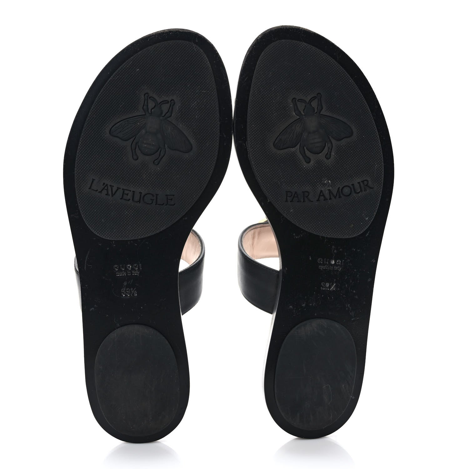 Gucci Calfskin GG Marmont Thong Sandals 39.5 Black 5 of 7