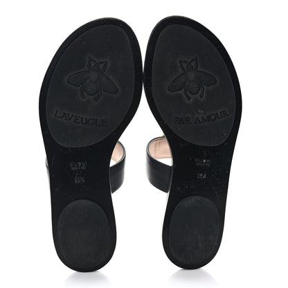 Gucci Calfskin GG Marmont Thong Sandals 39.5 Black 5 of 7