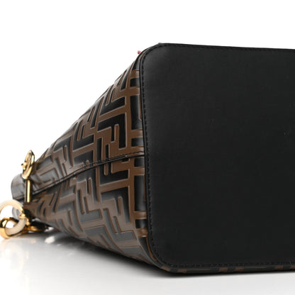 Fendi Vitello Grace F is Fendi Bi-Color FF 1974 Embossed Grande Mon Tresor Bucket Bag Maya Black Fragola 12 of 14