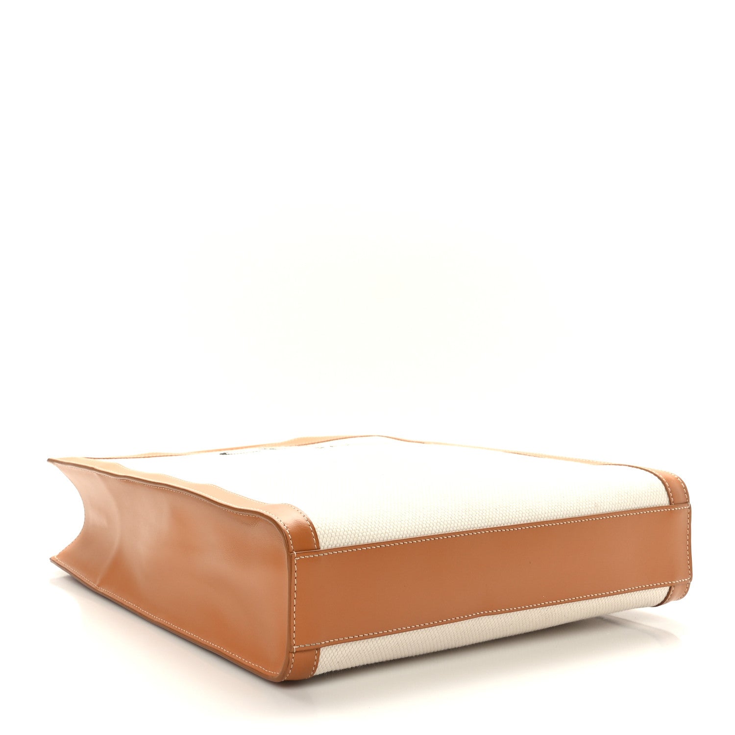 Celine Canvas Calfskin Logo Print Small Vertical Cabas Natural Tan 4 of 10