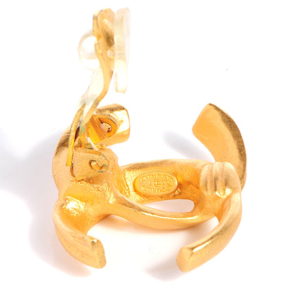 Chanel CC Clip On Earrings Matte Gold 4 of 5