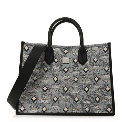 MCM Jacquard Monogram Aren Large Tote Blue 1 of 10