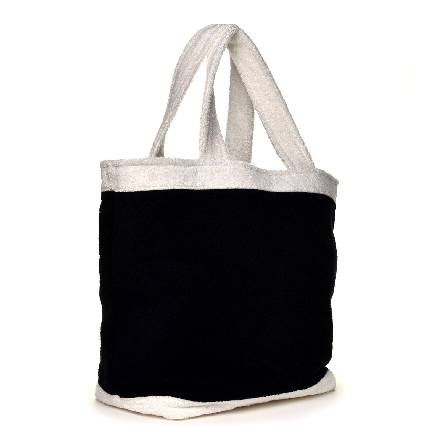 Chanel Terry Cotton CC Beach Tote Towel Set Black White 3 of 6