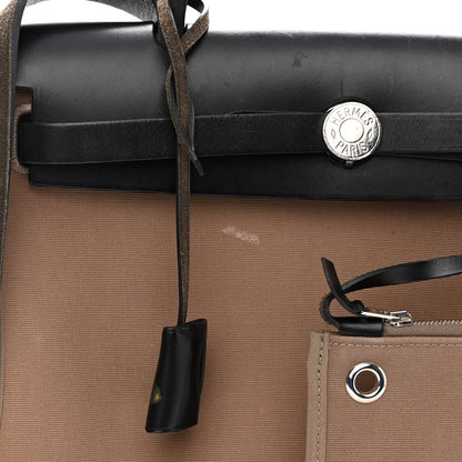 Hermes Vache Hunter Toile Officier Herbag Zip PM 31 Etoupe Black 6 of 12