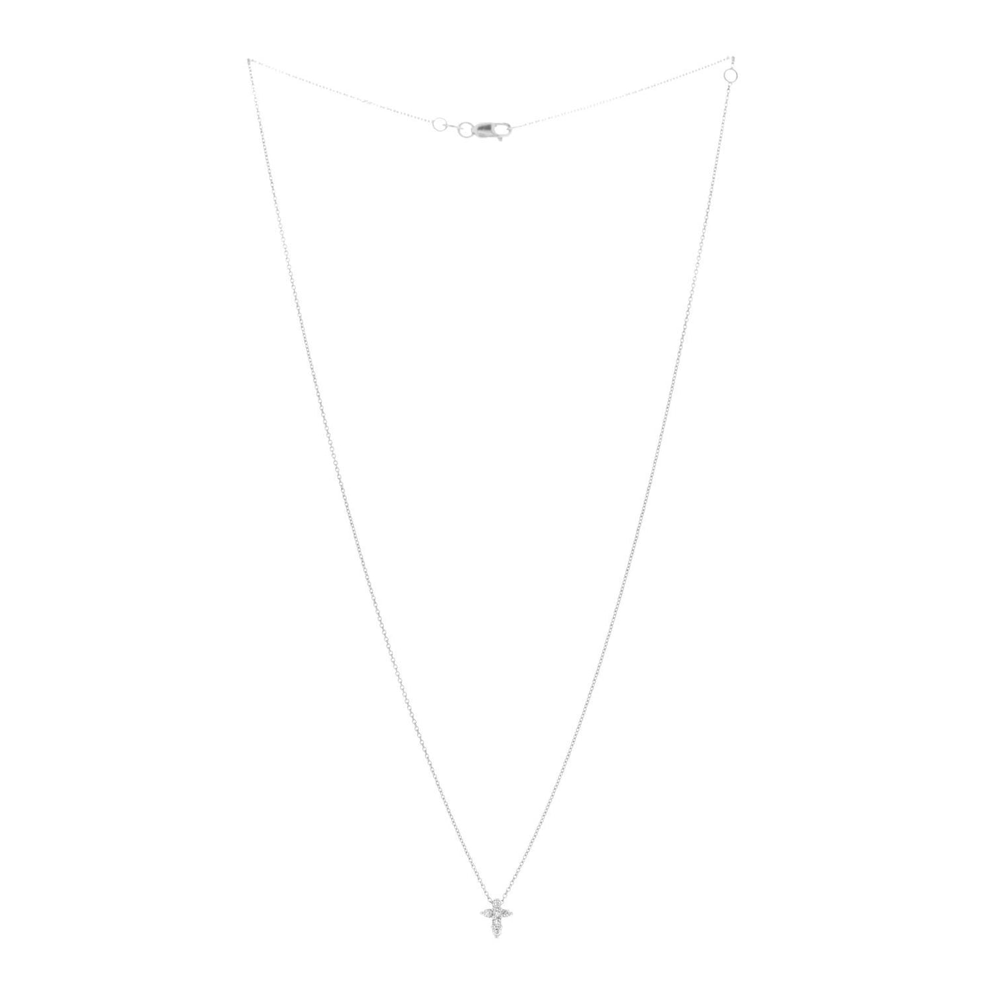 18K White Gold Diamond Tiny Treasures Baby Cross Pendant Necklace