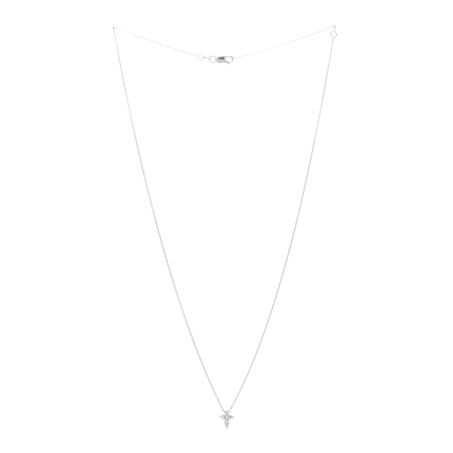 Roberto Coin 18K White Gold Diamond Tiny Treasures Baby Cross Pendant Necklace 3 of 5