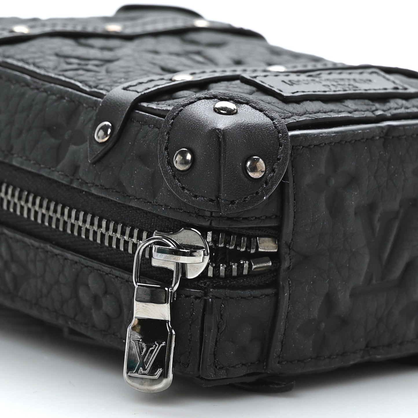 Monogram Taurillon Soft Trunk Backpack Pouch Bag Charm Key Ring Black