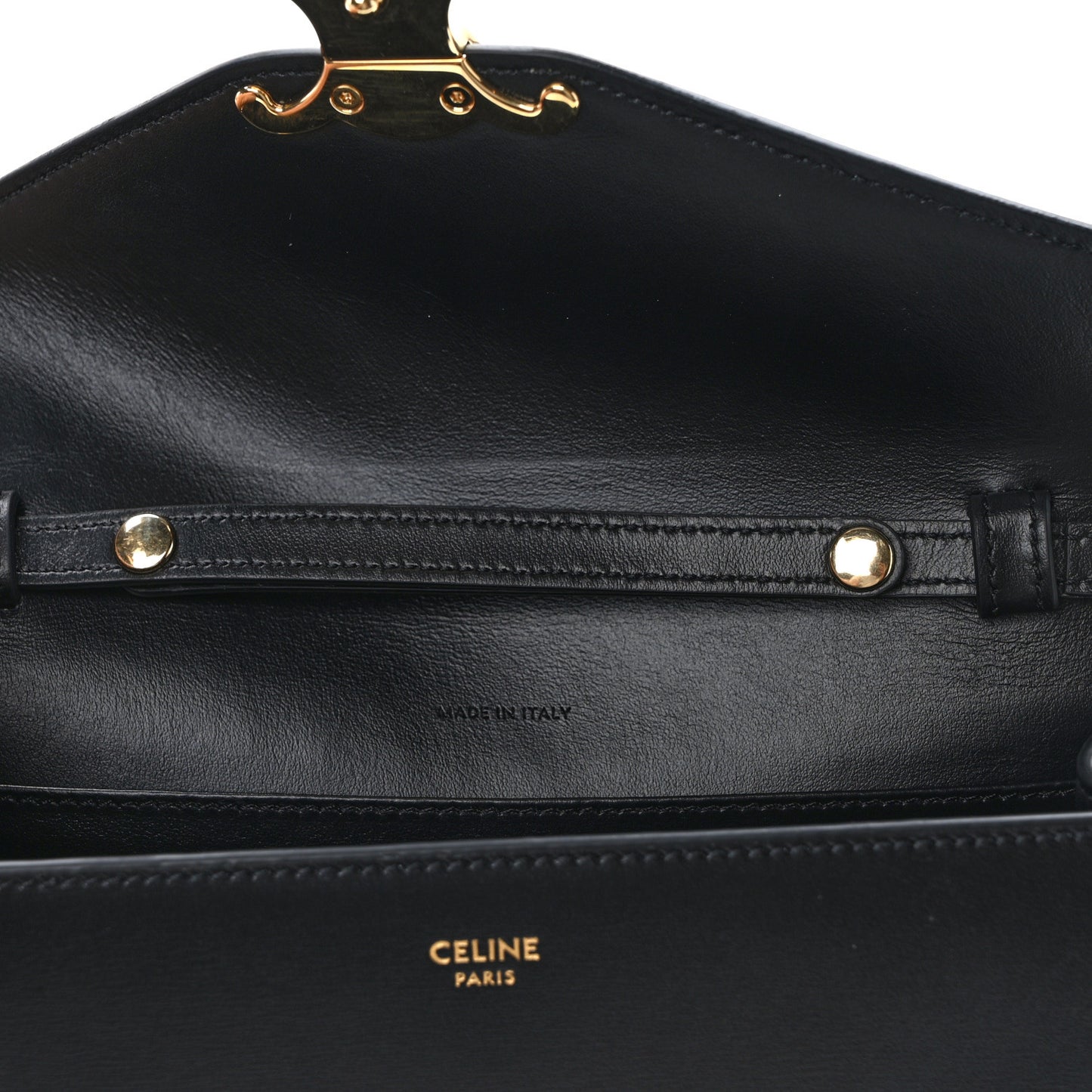 Shiny Calfskin Triomphe Margo Wallet on Chain Black
