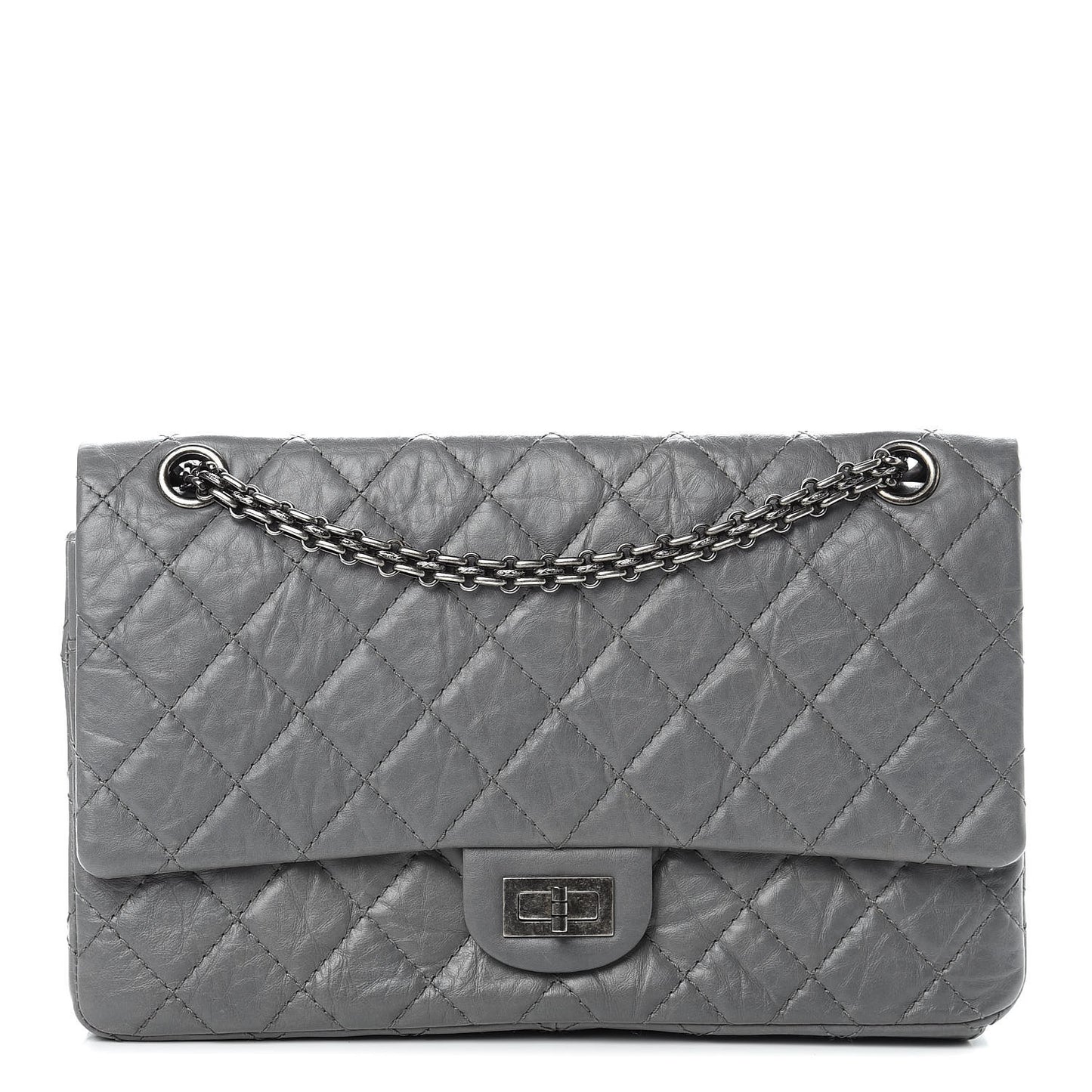 Aged Calfskin Quilted 2.55 Reissue 226 Flap Grey