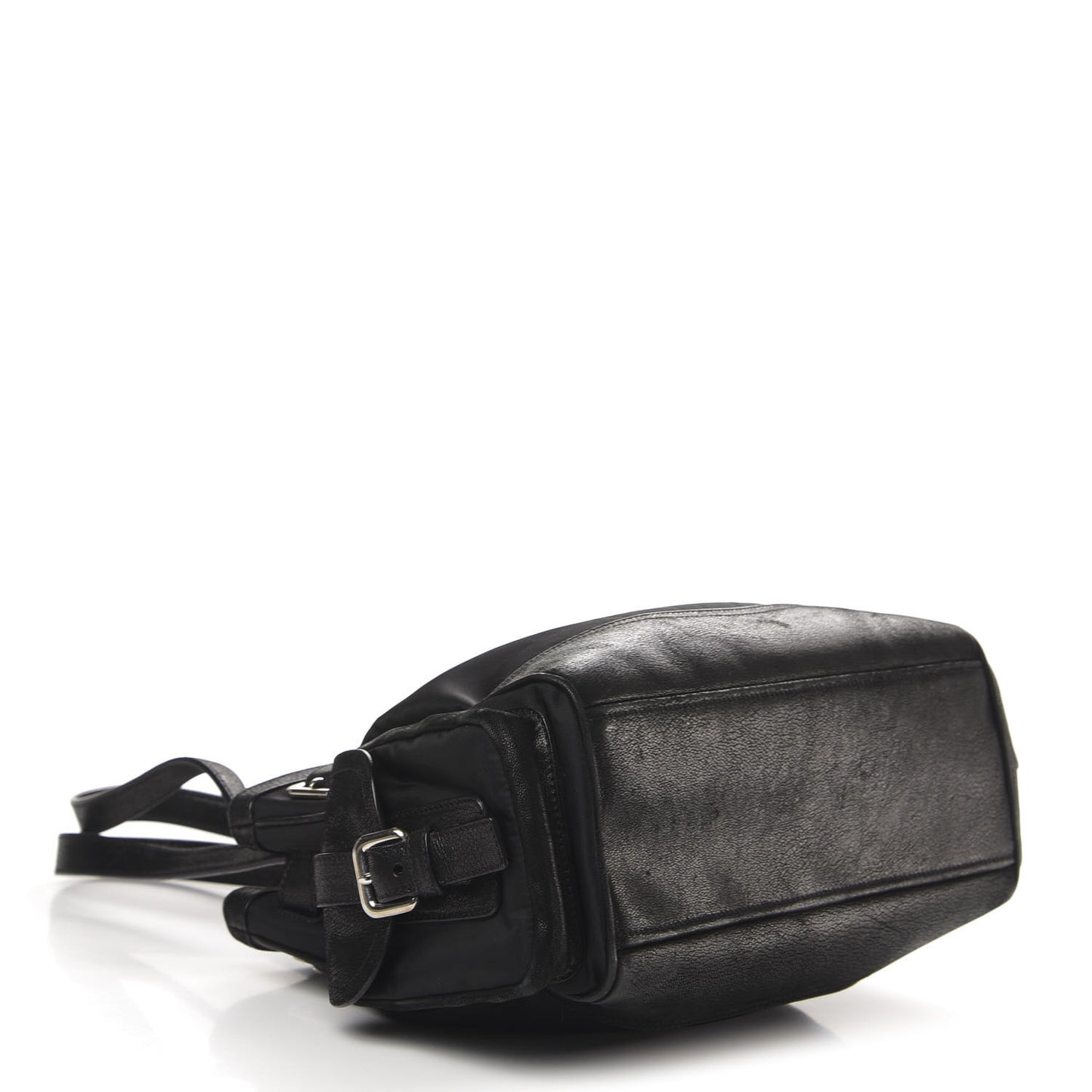 Tessuto Nylon Calfskin Shoulder Bag Black