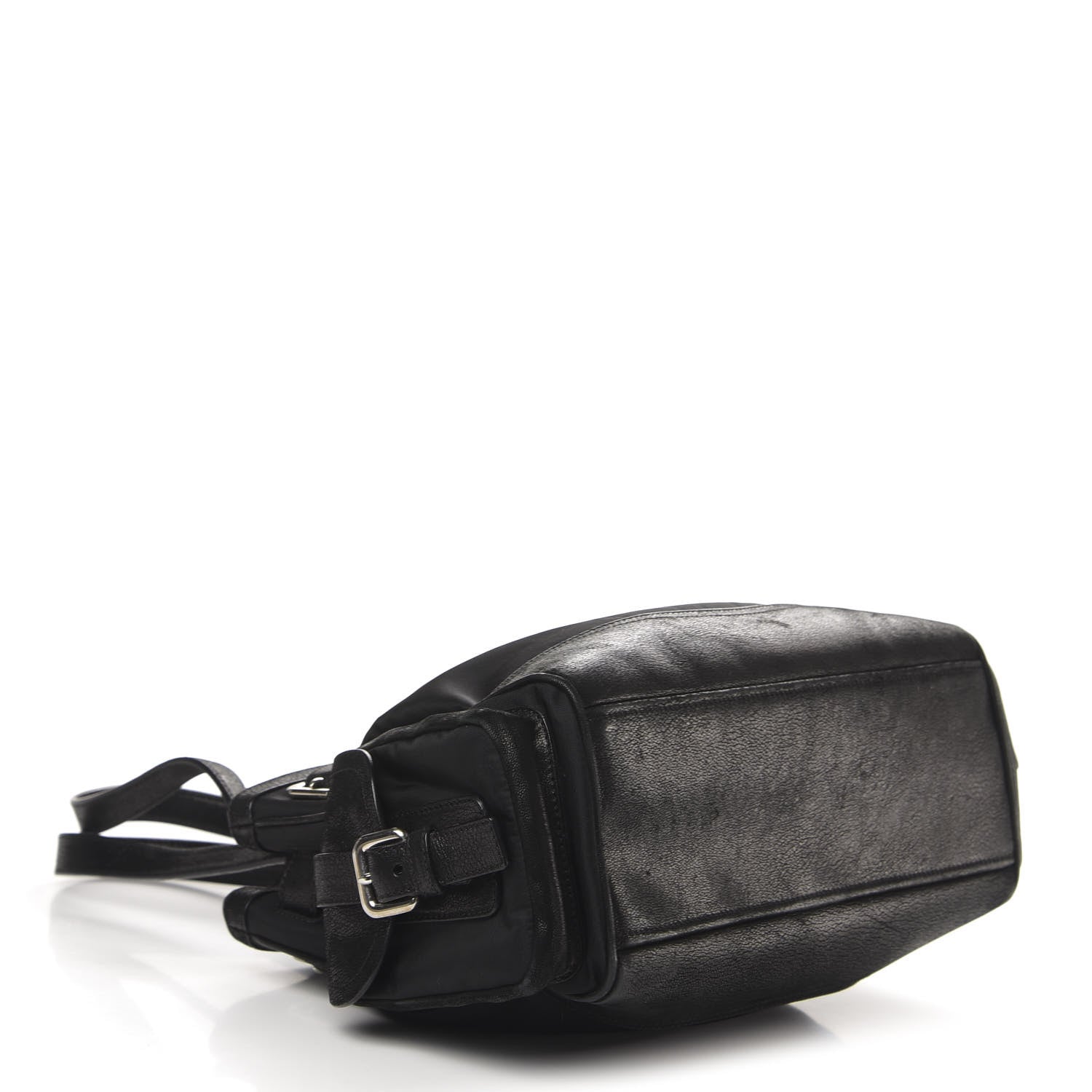 Prada Tessuto Nylon Calfskin Shoulder Bag Black 4 of 9