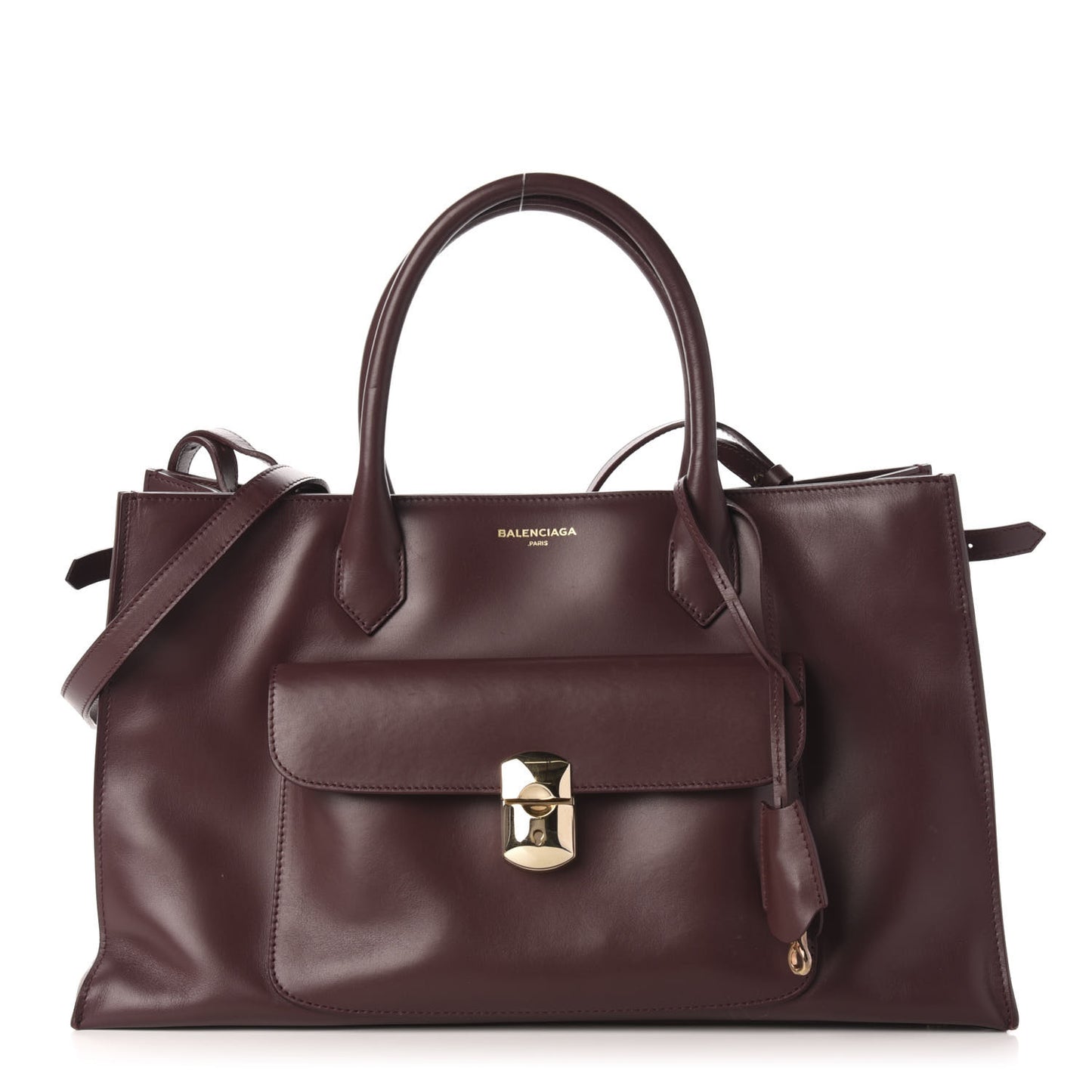 Calfskin Padlock Work S Bag Rouge Acajou