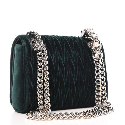 Miu Miu Velluto Matelasse Chain Shoulder Bag Smeraldo 3 of 8