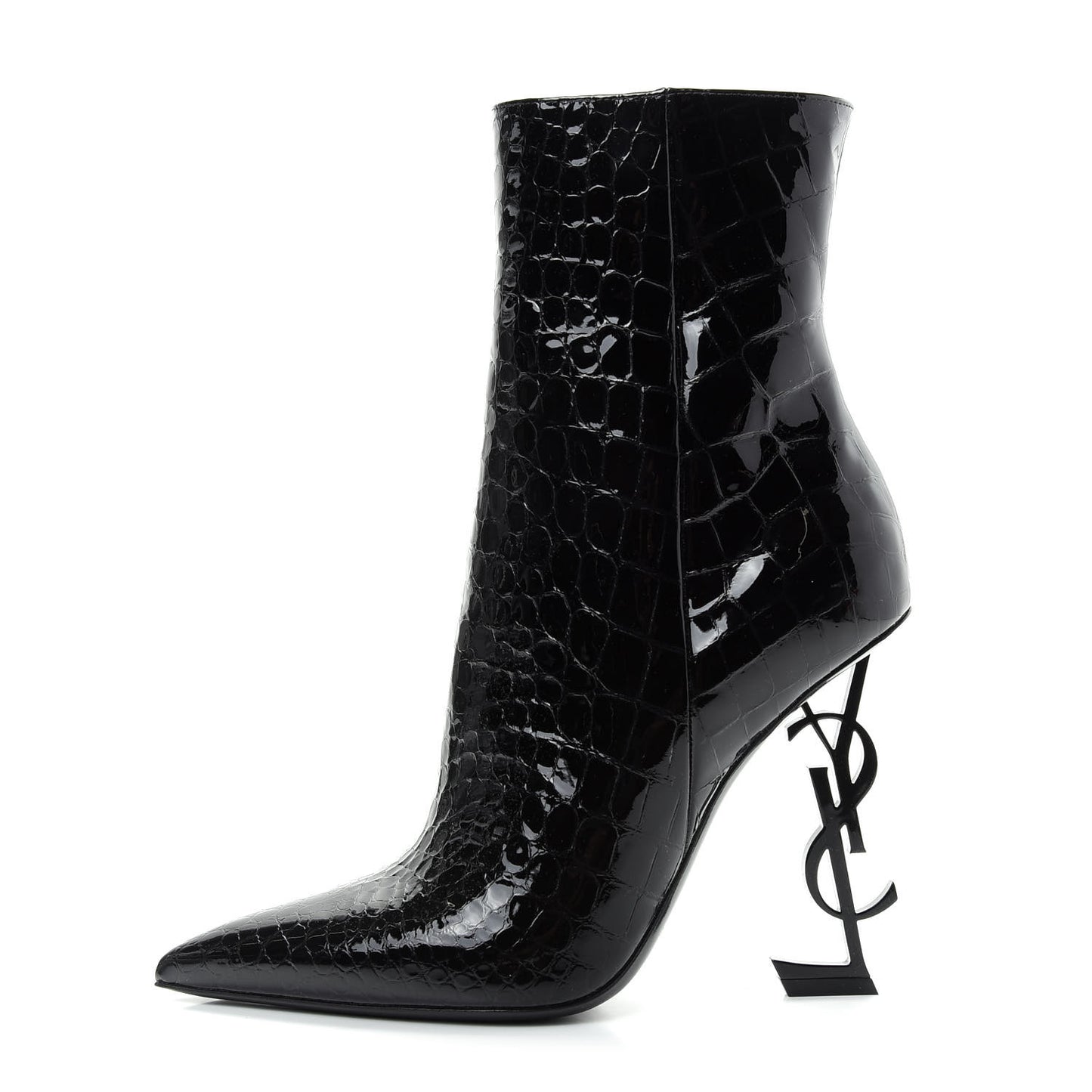 Alligator Embossed Patent Calfskin Opyum 110 Ankle Boots 41 Black