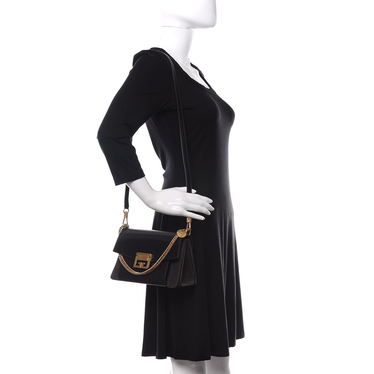 Goatskin Suede Small GV3 Shoulder Bag Black