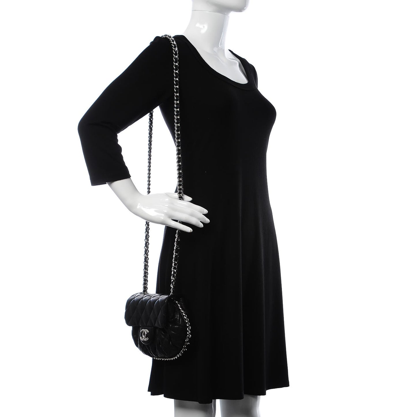 Washed Lambskin Quilted Mini Chain Around Flap Black