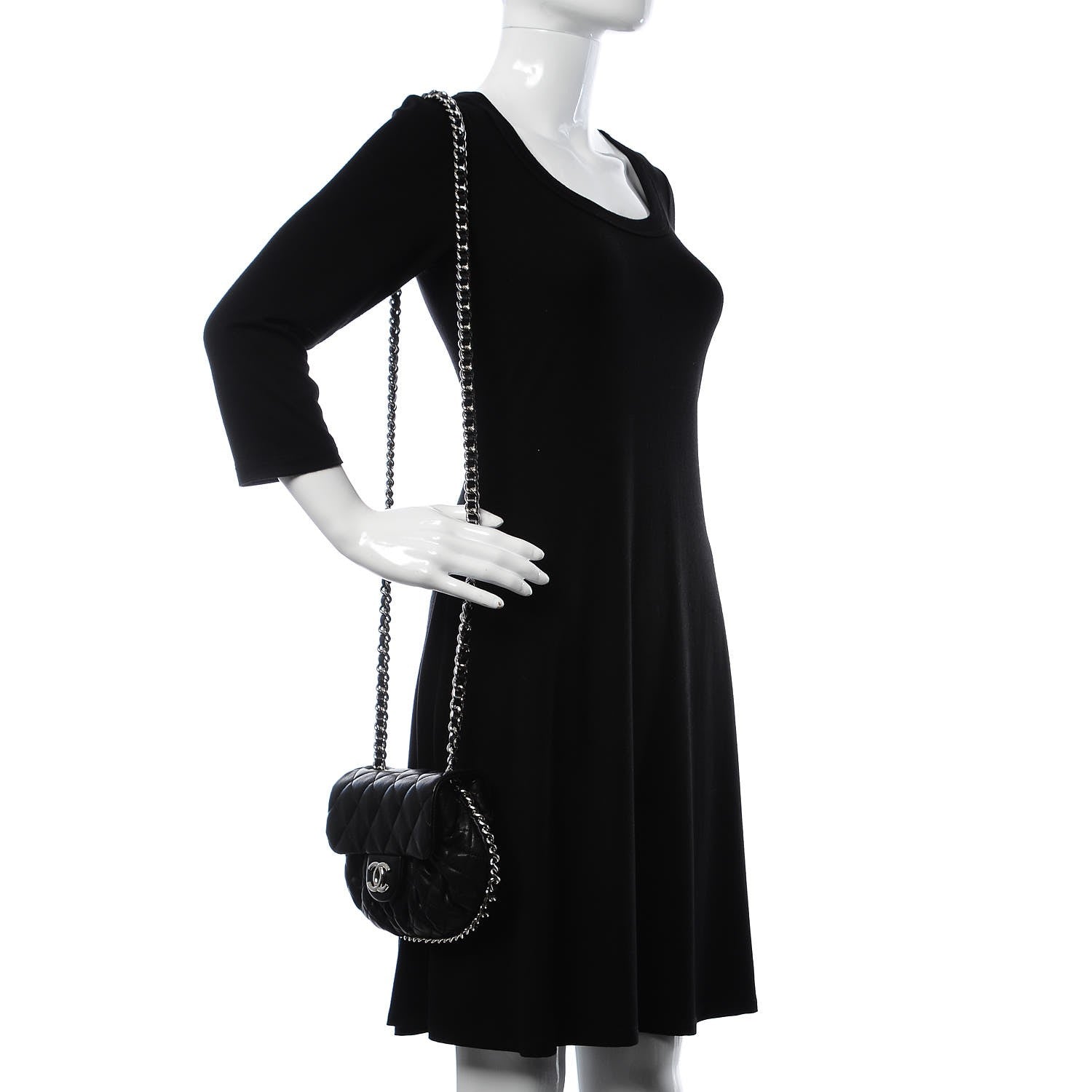 Chanel Washed Lambskin Quilted Mini Chain Around Flap Black 2 of 8
