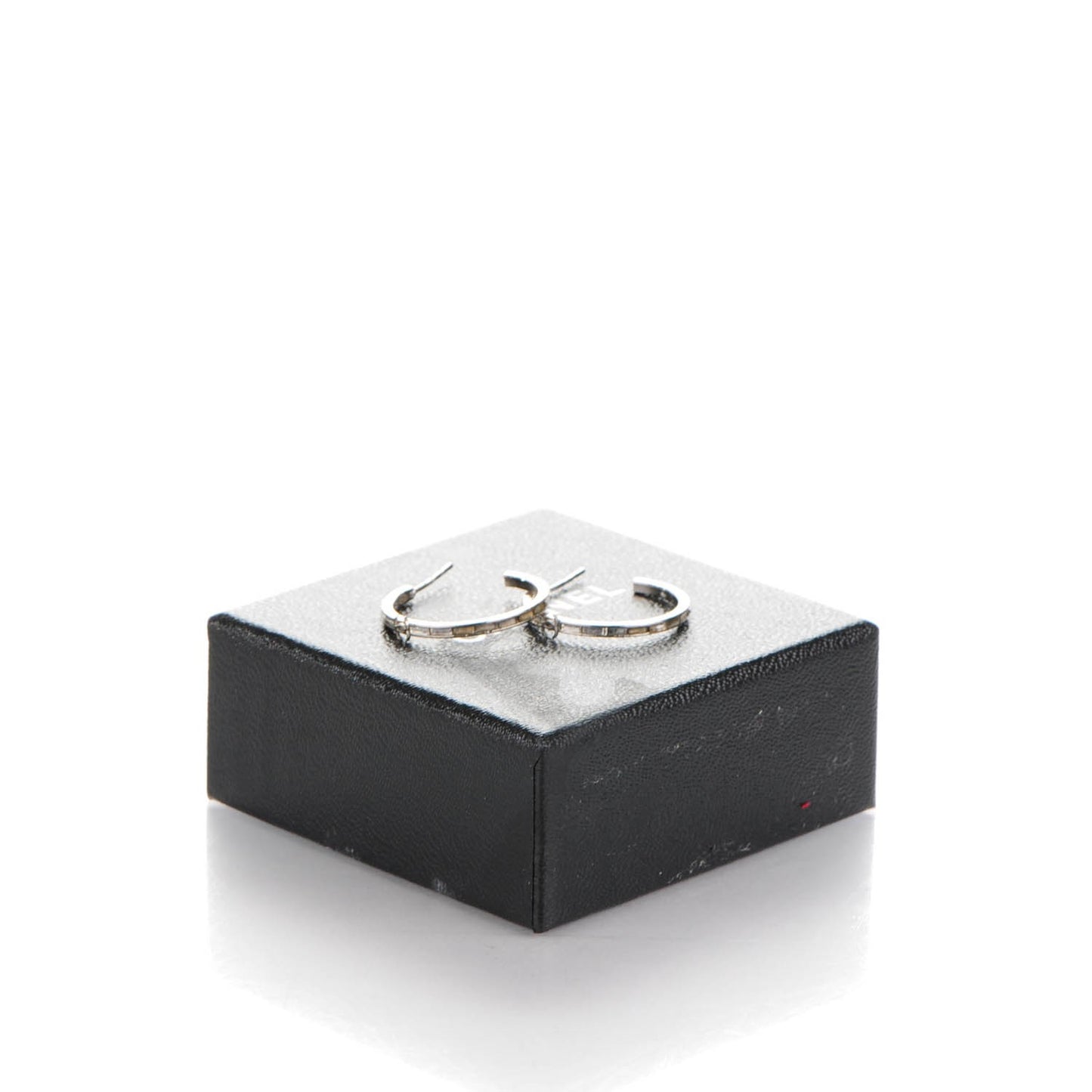 Baguette Crystal CC Hoop Earrings Silver