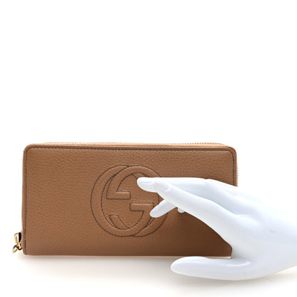 Gucci Pebbled Calfskin Soho Zip Around Wallet Camelia 2 of 6