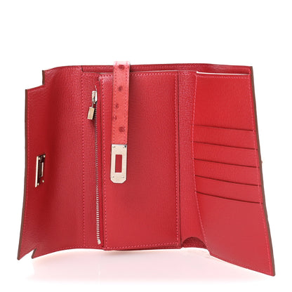 Hermes Ostrich Kelly Medium Wallet Rouge Vif 5 of 8