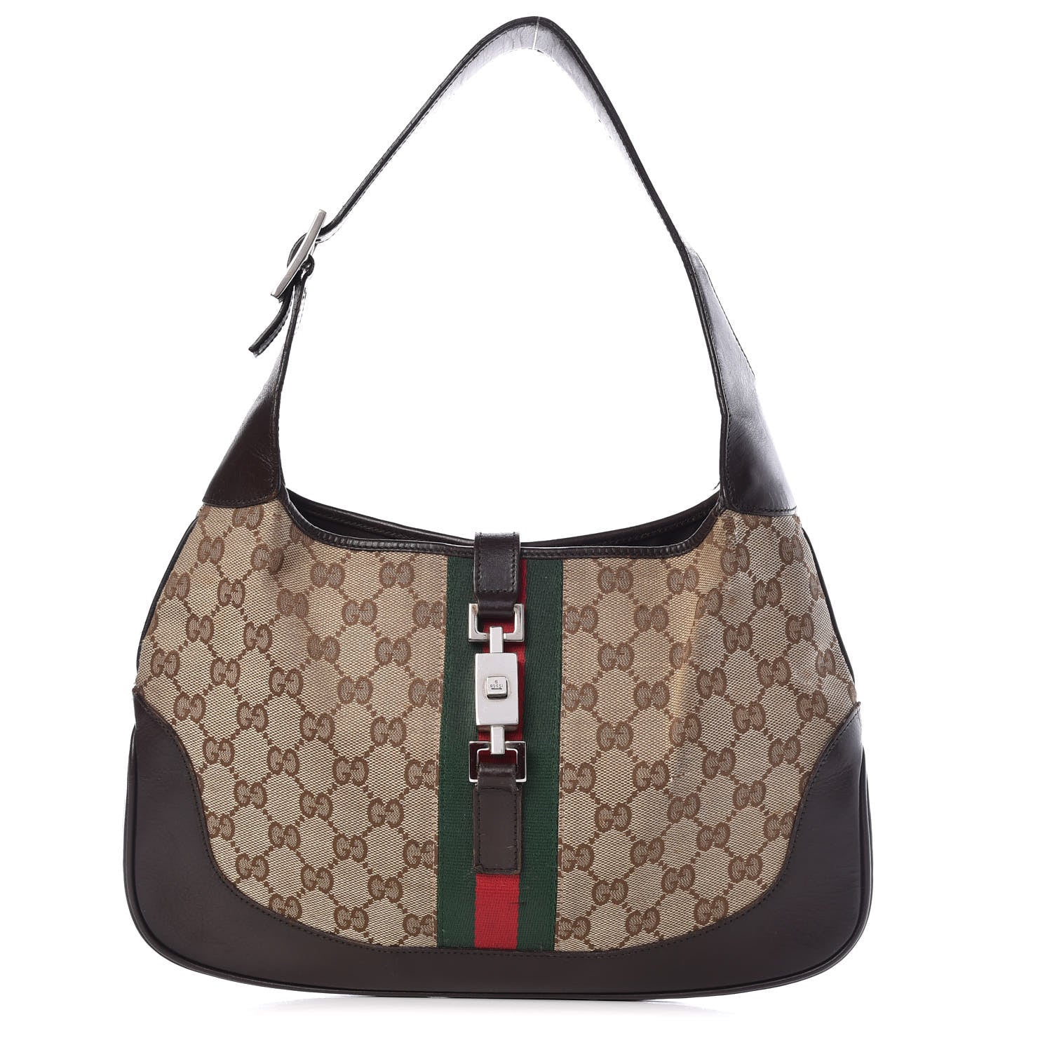 Gucci Monogram Web Jackie O Hobo Dark Brown 1 of 19