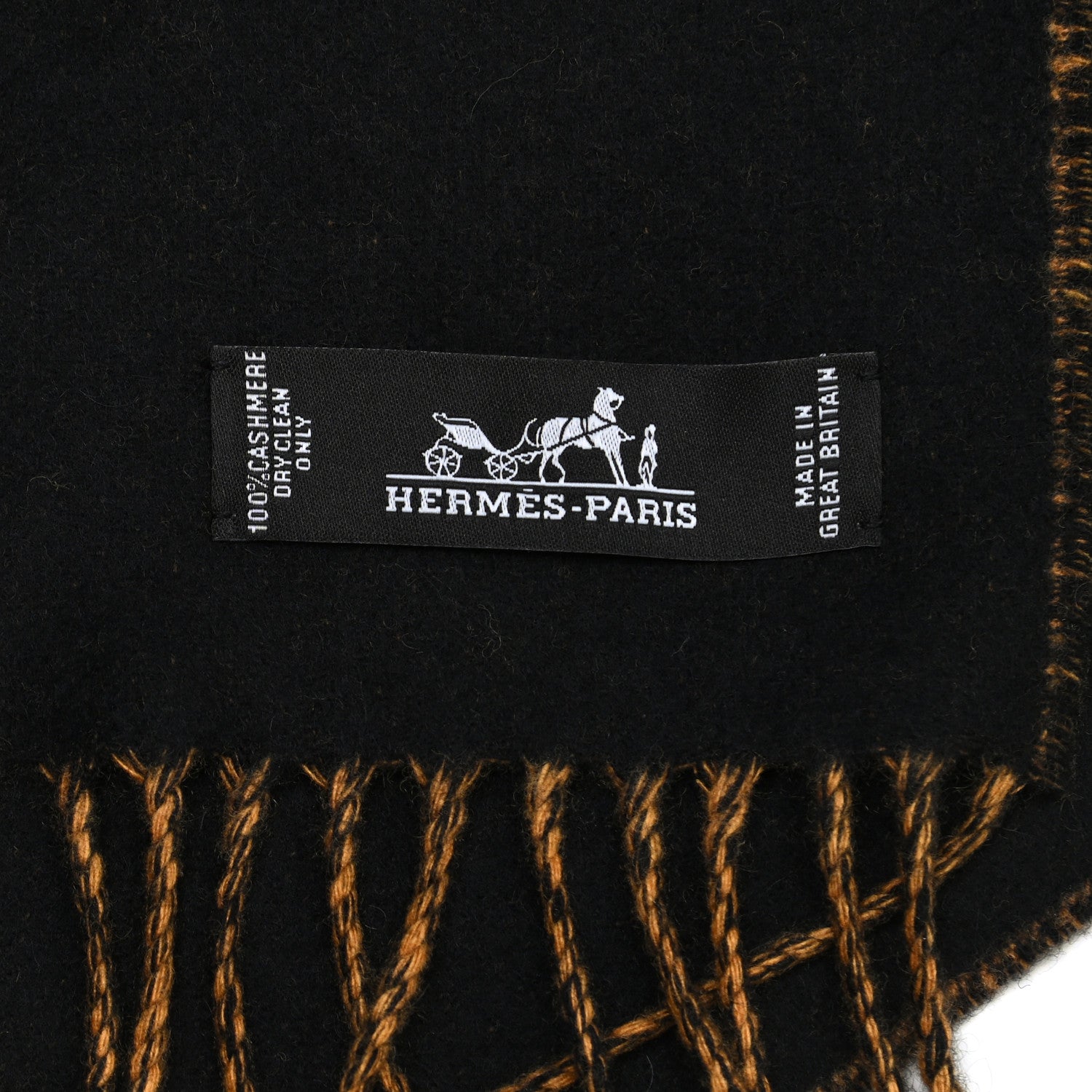 Hermes Cashmere Casaque Zig Zag Muffler Black Ocre Dore 5 of 5