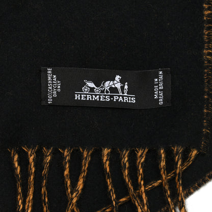 Hermes Cashmere Casaque Zig Zag Muffler Black Ocre Dore 5 of 5