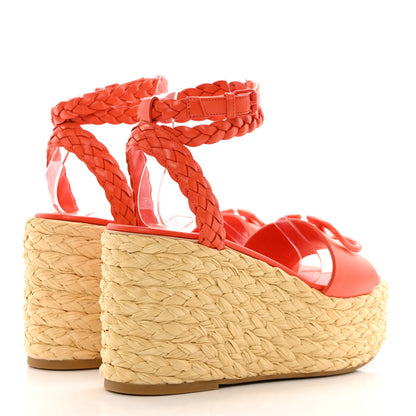 Valentino Garavani Calfskin VLogo Ankle Wrap Espadrille 45/90mm Platform Wedge Sandals 37.5 Titian 4 of 13