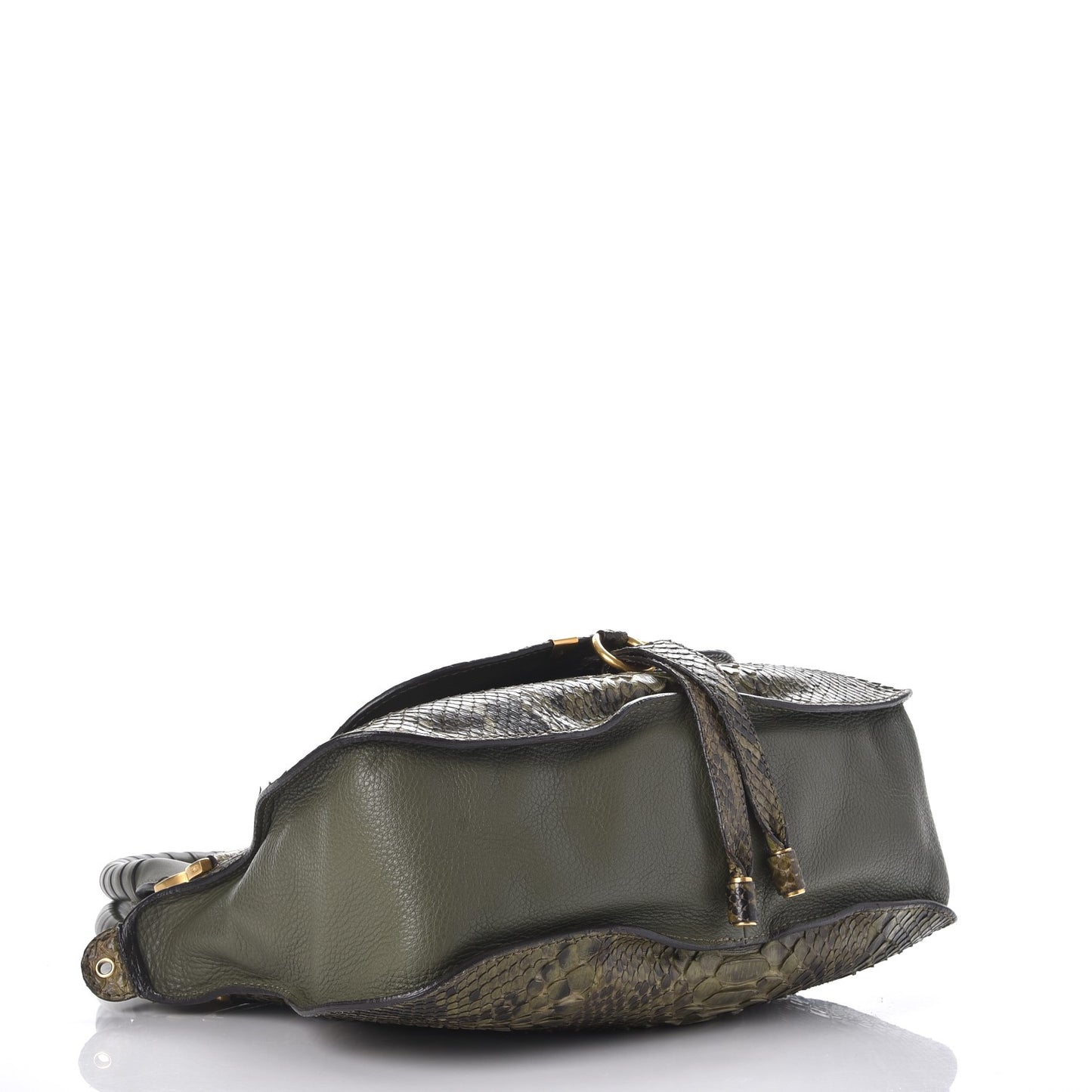 Python Calfskin Medium Marcie Satchel Green