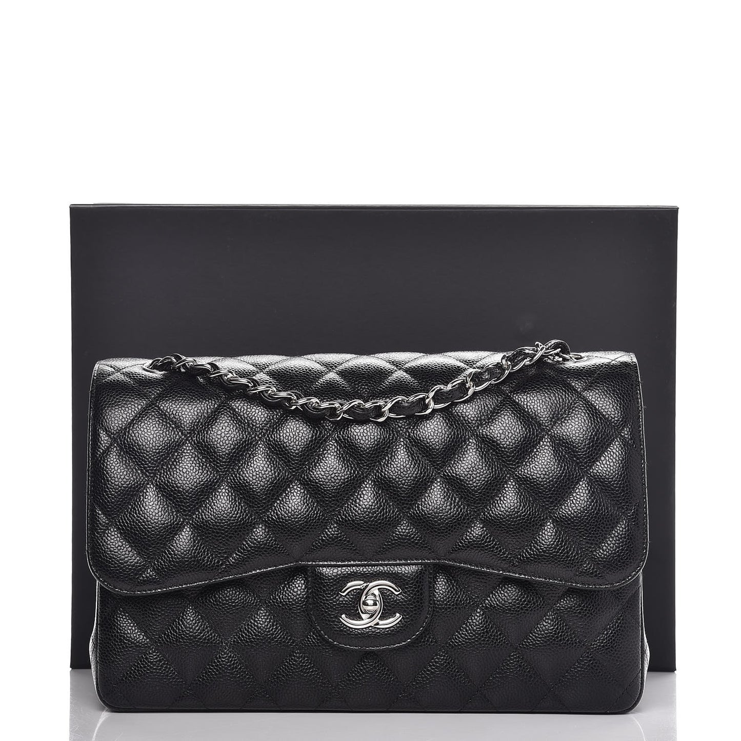 Caviar Quilted Jumbo Double Flap Black