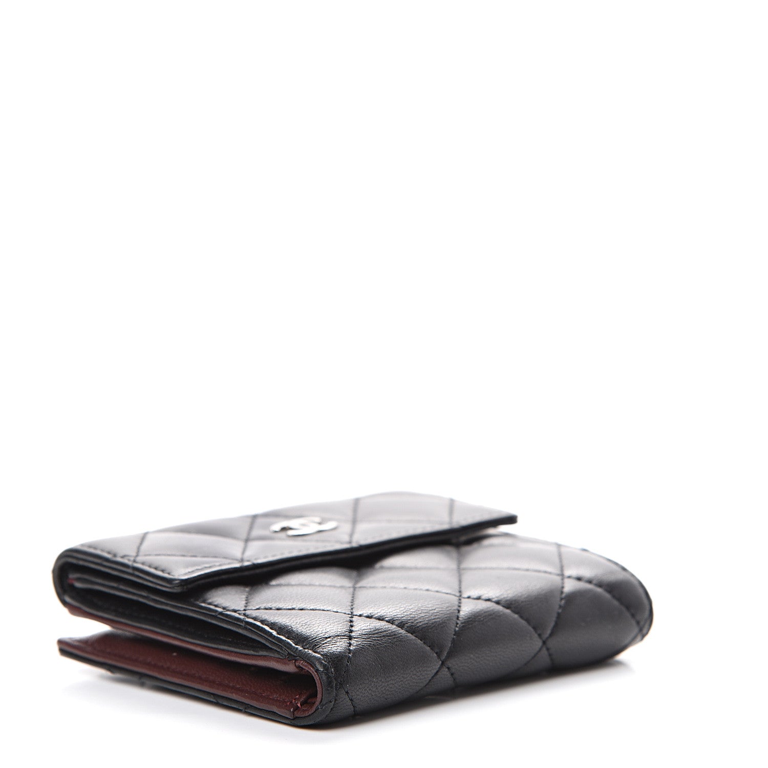 Chanel Lambskin Quilted Compact French Flap Wallet Black 3 of 12