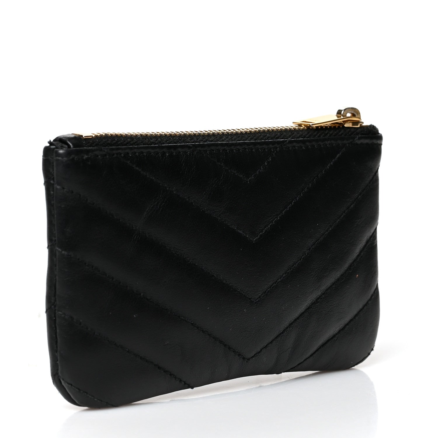 Saint Laurent Calfskin Matelasse Monogram Key Pouch Black 3 of 8