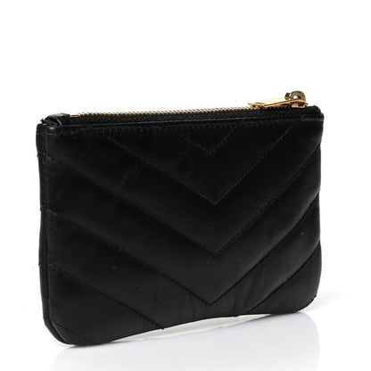 Saint Laurent Calfskin Matelasse Monogram Key Pouch Black 3 of 8