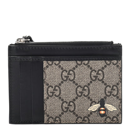 Gucci GG Supreme Monogram Bee Print Coin Case Card Holder Black 1 of 6
