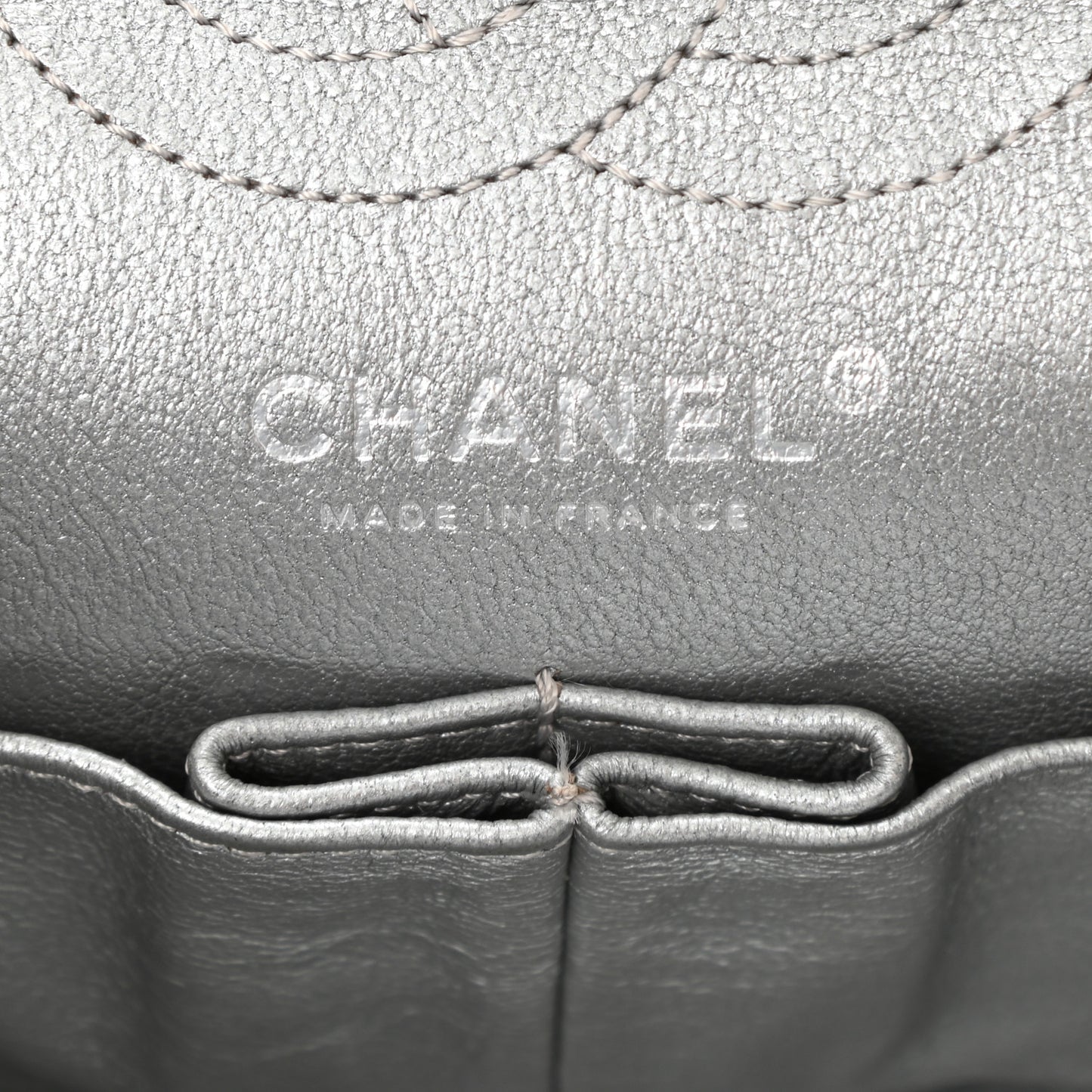 Metallic Aged Calfskin Quilted 2.55 Reissue 224 Flap Silver
