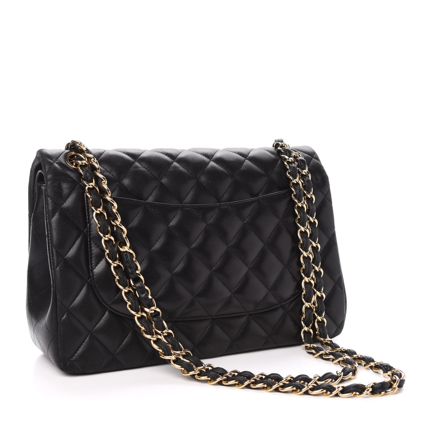 Lambskin Quilted Jumbo Double Flap Black