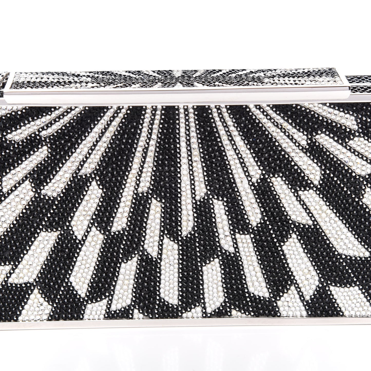 Crystal Minaudiere Clutch Black Silver
