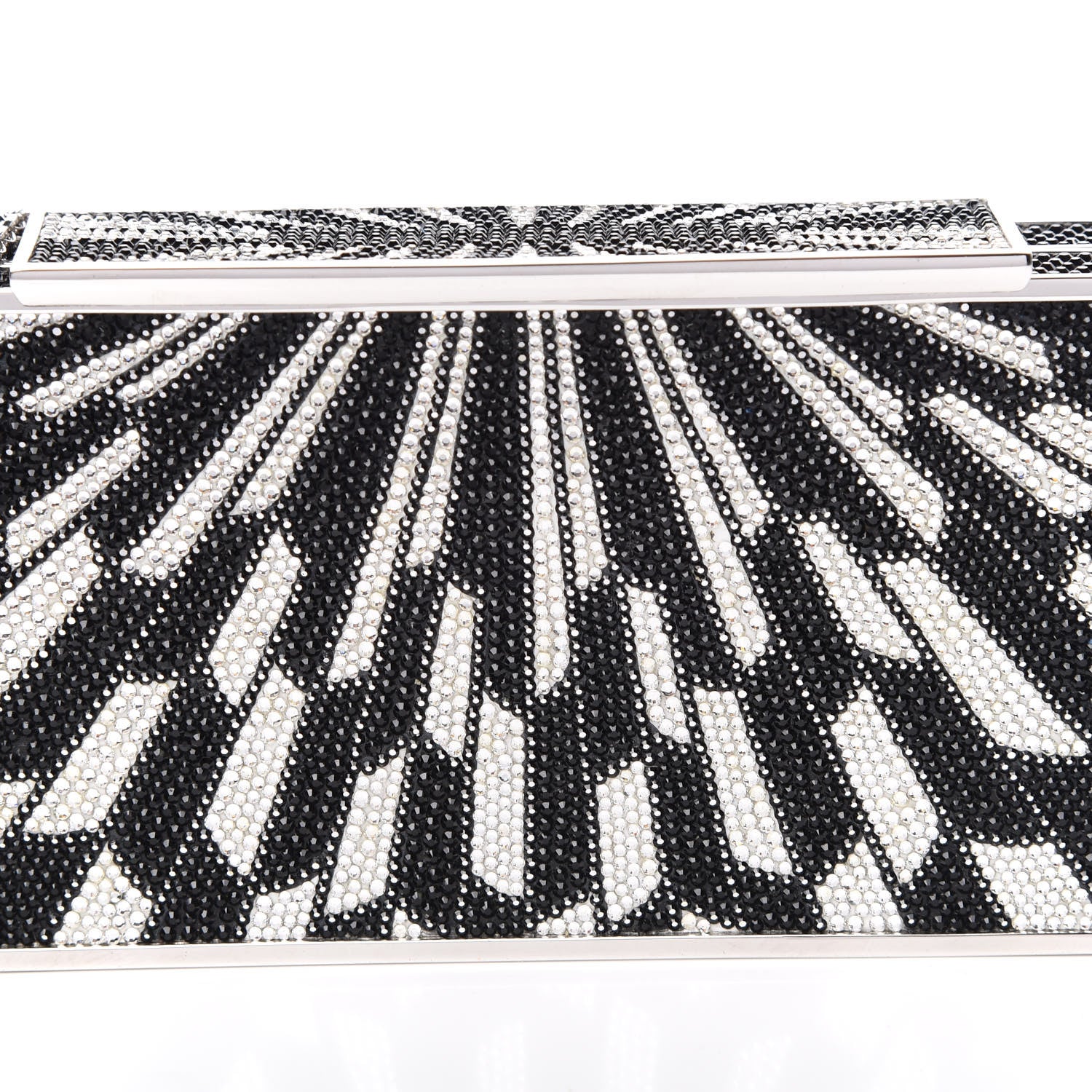Judith Leiber Crystal Minaudiere Clutch Black Silver 10 of 10