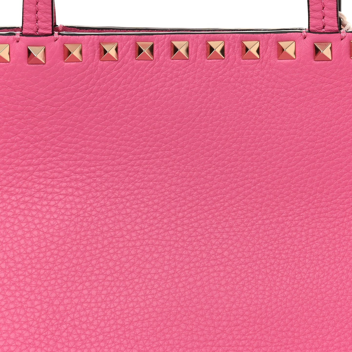 Grained Calfskin Rockstud Shoulder Tote Feminine Pink