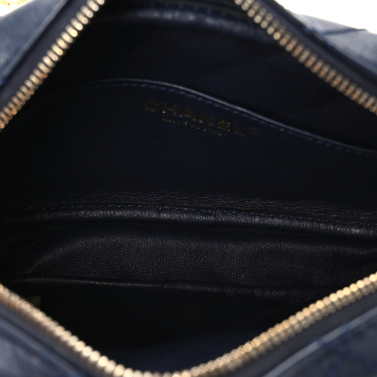 Aged Calfskin Quilted Mini Reissue Camera Case Navy