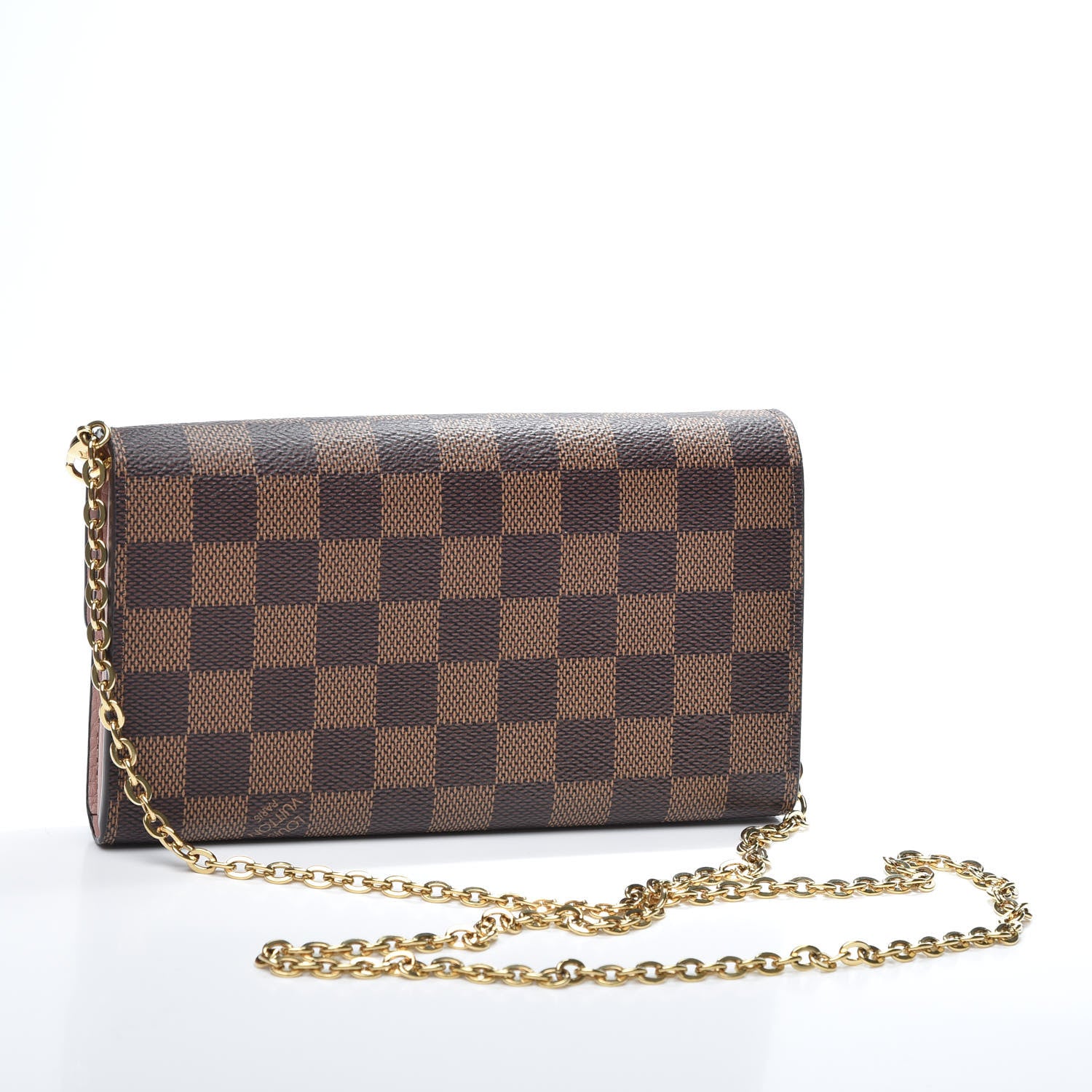 Louis Vuitton Damier Ebene Croisette Chain Wallet Rose Ballerine 2 of 7