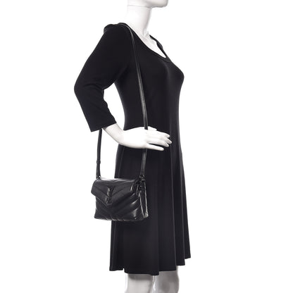 Saint Laurent Calfskin Y Quilted Monogram Toy Loulou Crossbody Bag Black 2 of 10